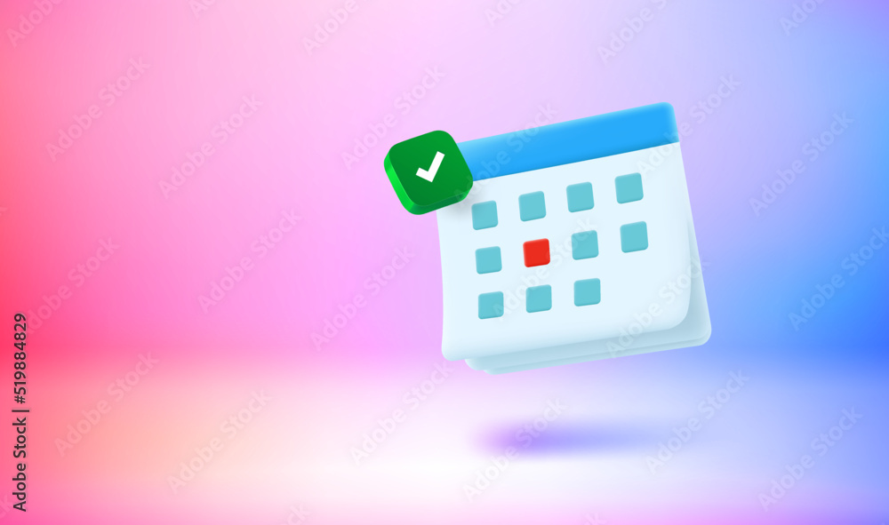 Aufkleber agenda concept with calendar. 3d vector illustration. vector 3d banner with copy space