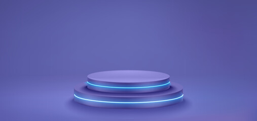 Very peri interior with circle pedestal. Vector 3d illustration