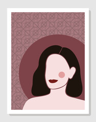 Woman face with geometric background vector illustration  abstract portrait.