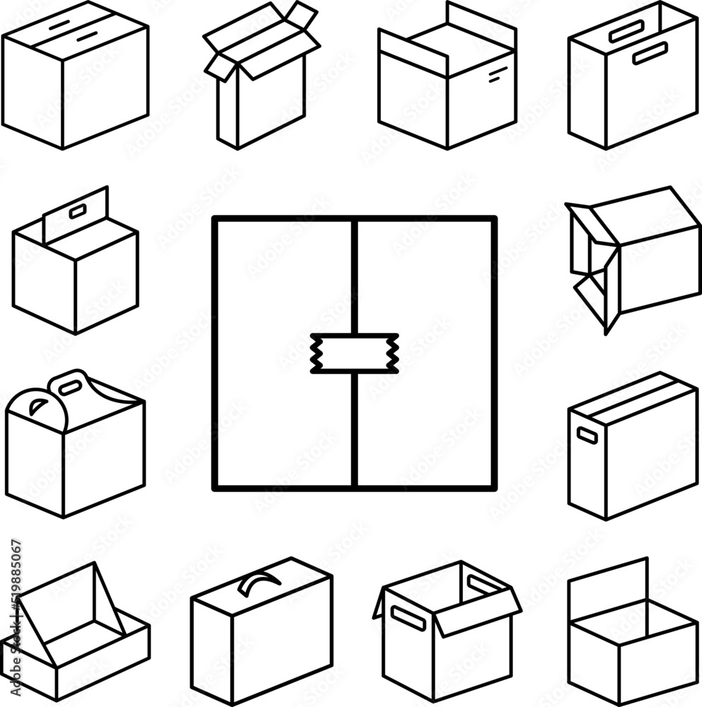 Poster box closed icon in a collection with other items