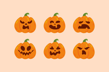 Different emotions pumpkins for halloween.