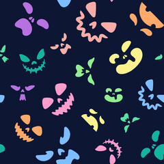 Seamless pattern of different creatures in the dark.
