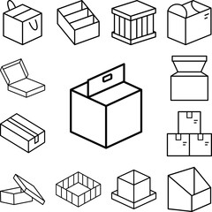 Box opened icon in a collection with other items