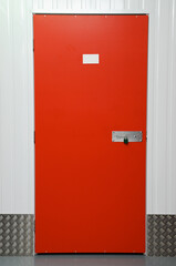 Front view of red door