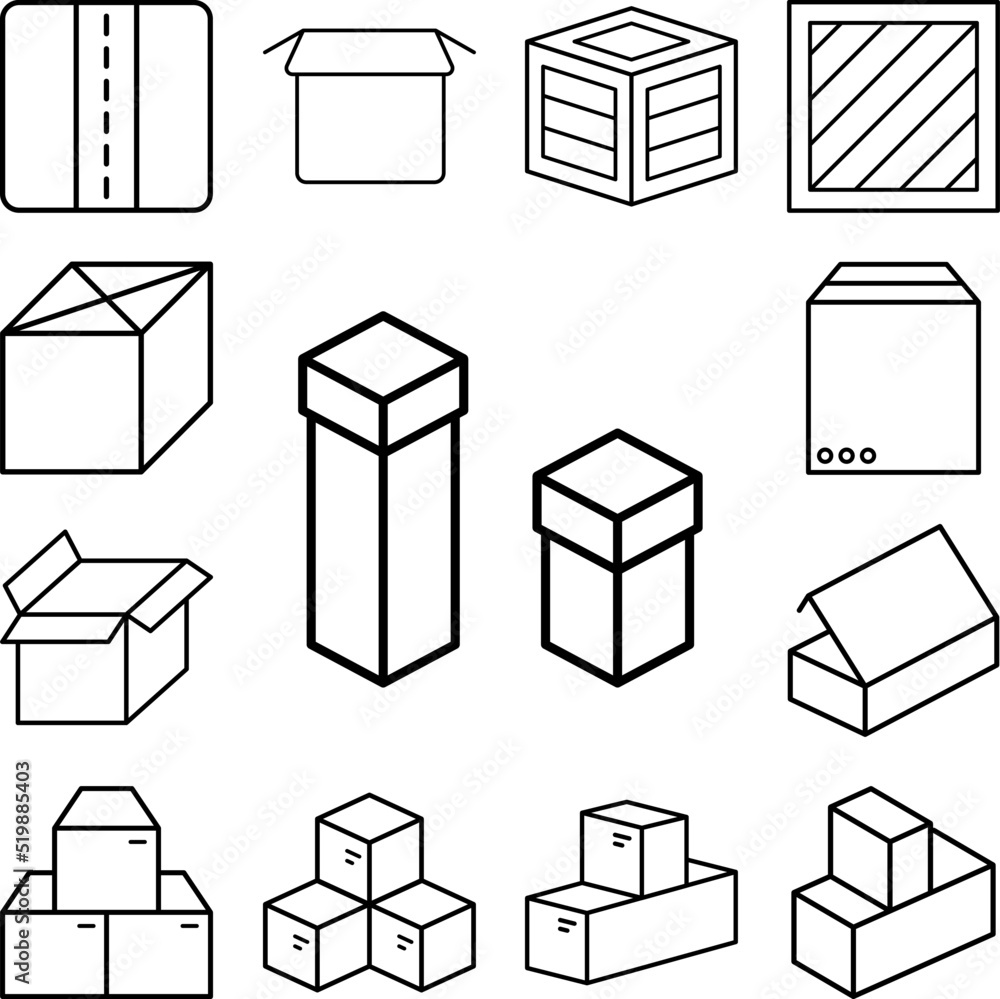 Poster box closed icon in a collection with other items