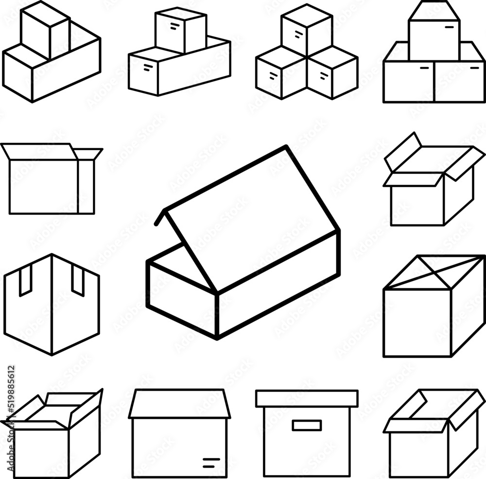 Poster box closed icon in a collection with other items