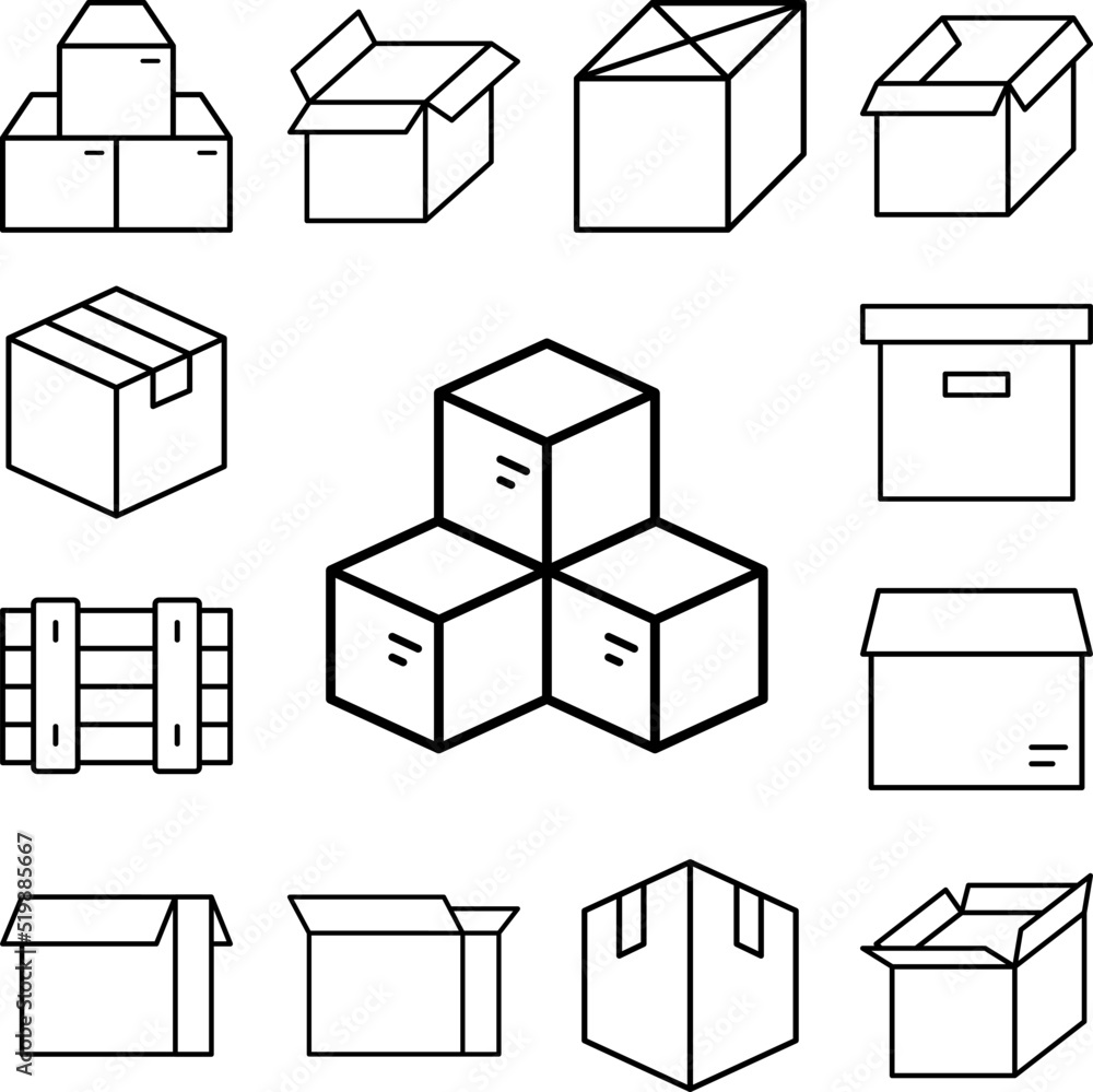 Poster box closed icon in a collection with other items