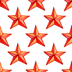 Seamless pattern with red stars. Christmas Holiday Pattern.