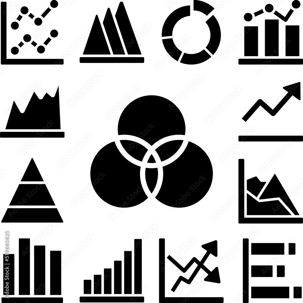 Poster chart circle icon in a collection with other items