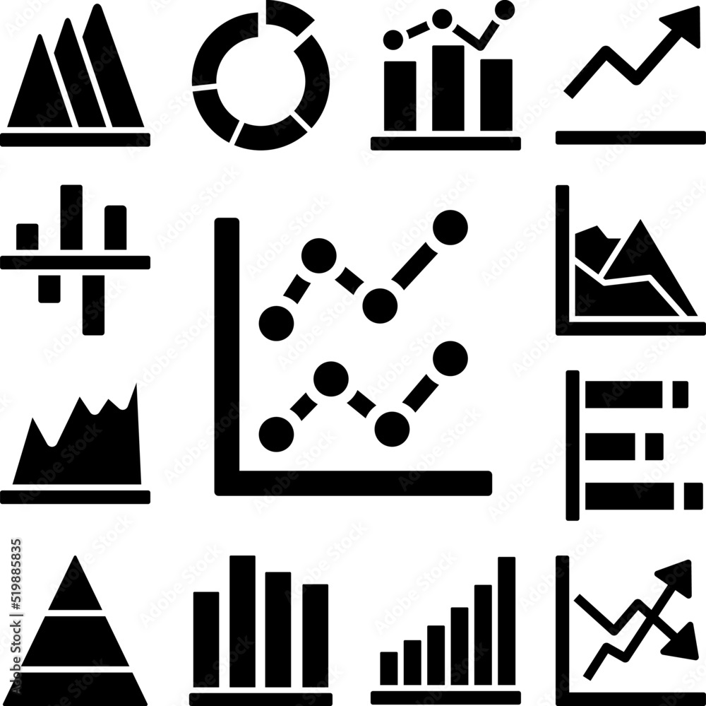 Poster chart graph diagram line icon in a collection with other items