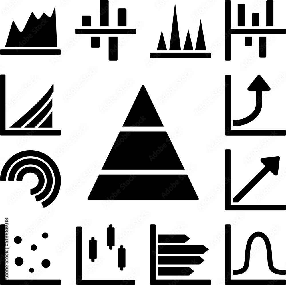 Poster chart pyramid icon in a collection with other items