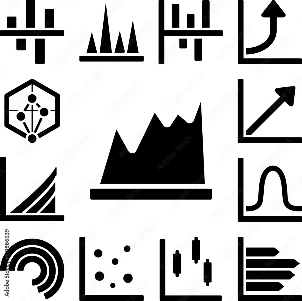 Poster chart area icon in a collection with other items