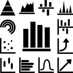 Chart graph diagram bar histograms icon in a collection with other items