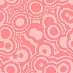 Abstract seamless pattern with clusters of rings. Hand drawn vector illustration. Flat color design, easy to recolor.