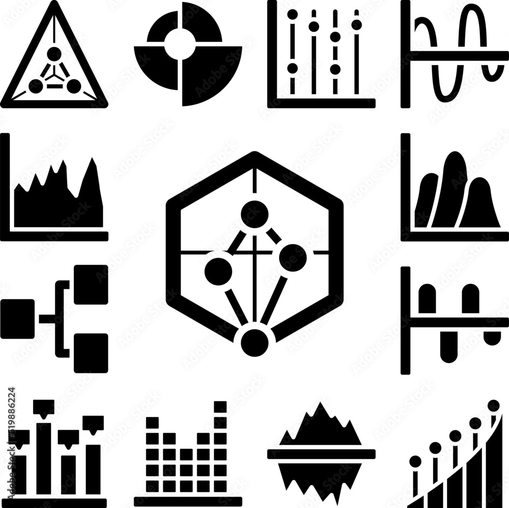 Poster chart radar charts icon in a collection with other items