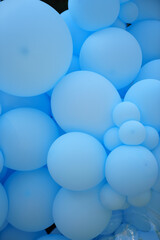 blue balloons. decor for children's birthday party or gender party. background.