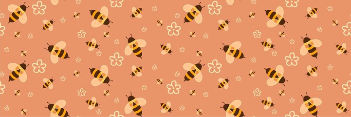 Kids seamless bee pattern for fabrics and packaging and gifts and cards and linens and wrapping paper