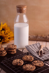 Milk and chocolate chip cookies