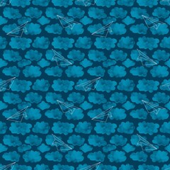 Kids transport seamless paper plain origami pattern for wrapping and clothes print and fabrics and notebooks