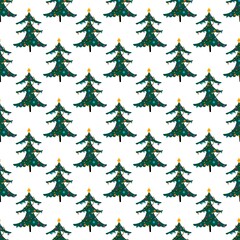 Winter new year seamless Christmas trees balls toys pattern for wrapping and clothes print and accessories and gifts box