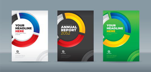 Modern simple 3 color curve A4 size book cover template for annual report, magazine, booklet, proposal, portofolio, brochure, poster