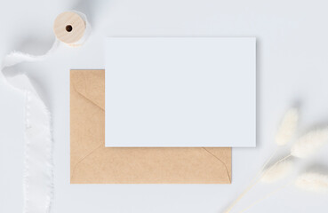 Blank greeting card with envelopes for greeting, wedding cards, birthday card, Mockup for design