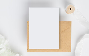 Blank greeting card with envelopes for greeting, wedding cards, birthday card, Mockup for design
