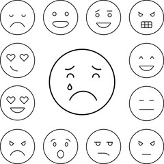 Teardrop falling, Crying, emotions icon in a collection with other items