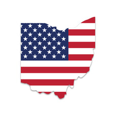 ohio oh state shape with usa flag - obrazy, fototapety, plakaty