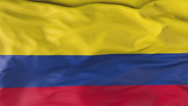 The flag of Colombia flutters in the wind. Animation 3d