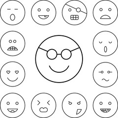 Sunglasses, happy, emotions icon in a collection with other items