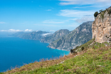 Shoreline of the scenic Amalfi coast from the path of the Gods, Southern Italy