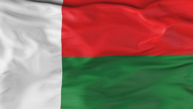 Flag of Madagascar Fluttering in the Wind. Animation 3d