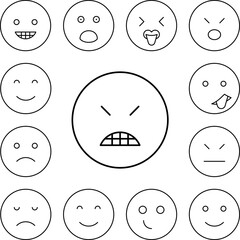 Angry, teeth, emotions icon in a collection with other items