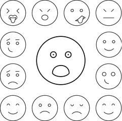 Surprised, opened mouth, emotions icon in a collection with other items