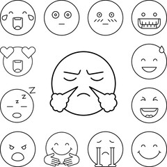 Fototapeta premium Steam from the nose, emotions icon in a collection with other items