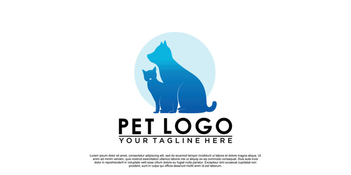 Pet logo design with creative unique style Premium Vector