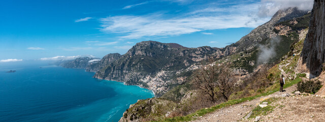 Shoreline of the scenic Amalfi coast from the path of the Gods, Southern Italy © imagoDens