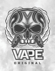 premium class alien head shape vape lover community logo.