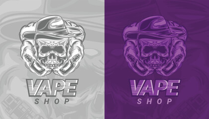 smoky skull shape online shop illustration for vapor lovers. premium vape