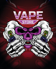 a community or vape shop logo with an elegant and cool skull shape. classic rhetoric with premium class