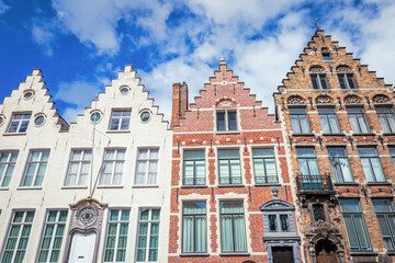Fototapeta premium Bruges flemish architecture building facades pattern, Belgium