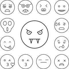 Vampire, emotions icon in a collection with other items