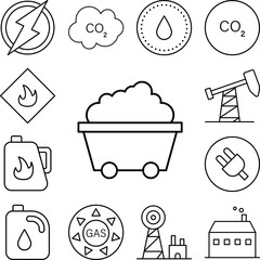 Wagon, energy icon in a collection with other items
