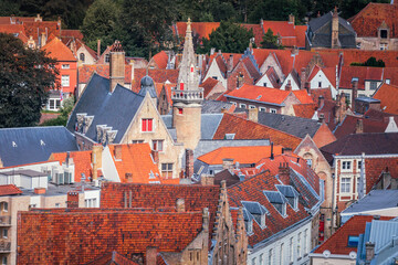 Above Bruges flemish architecture building facades pattern, Belgium