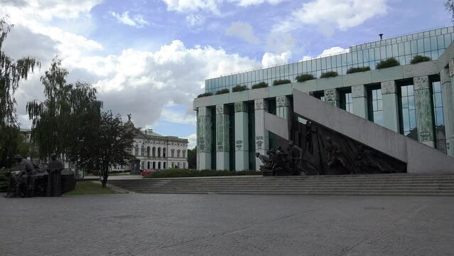 Warsaw Uprising Monument  in Warsaw, Poland. 4K.