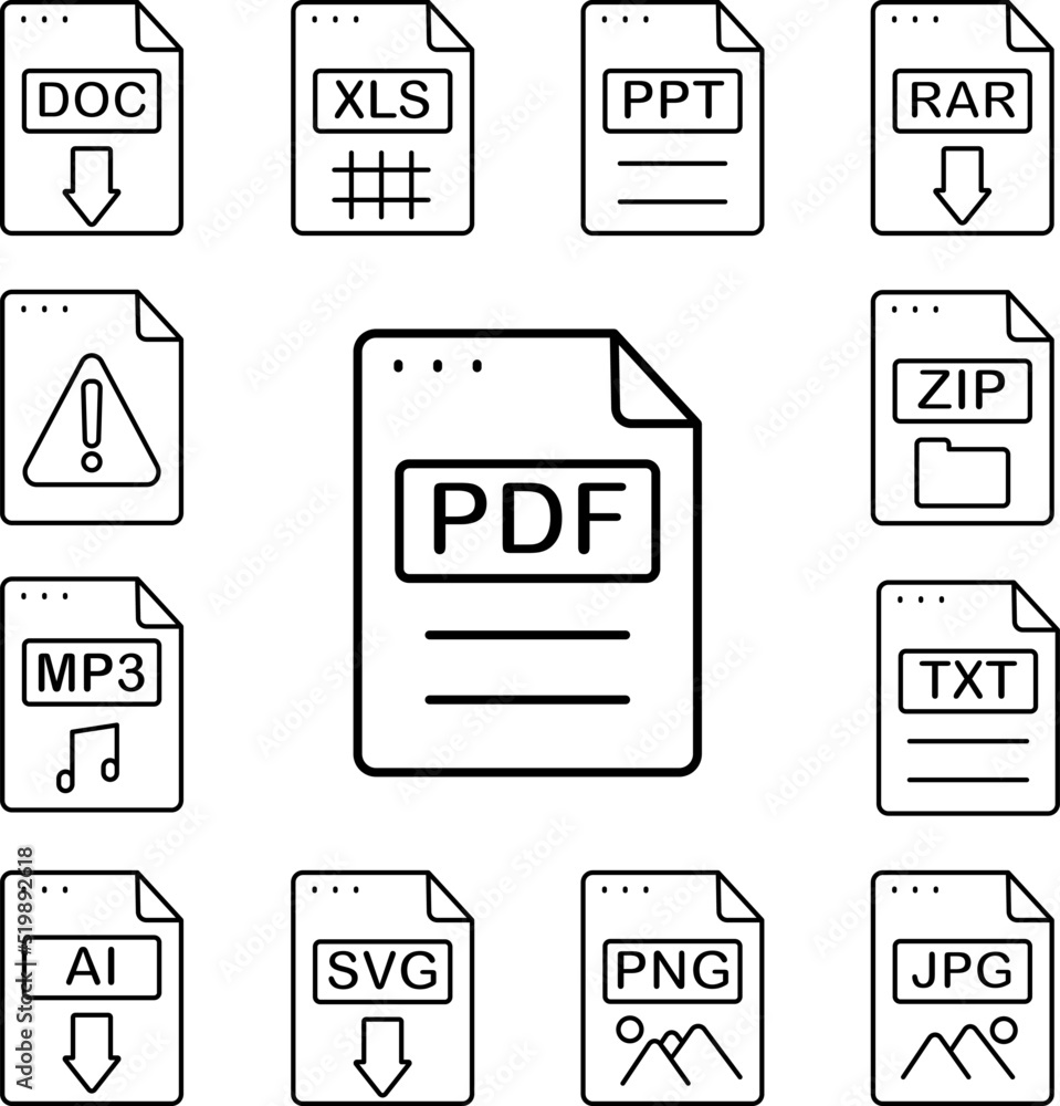 Poster file, document, pdf icon in a collection with other items