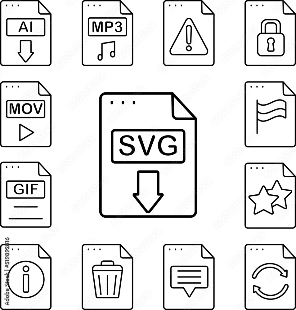 Poster file, document, svg icon in a collection with other items