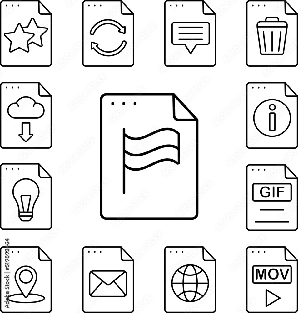 Poster file, document, flag icon in a collection with other items