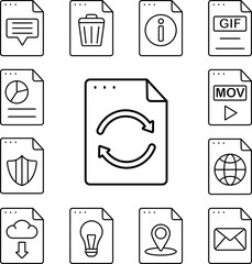 File, document, arrows, update icon in a collection with other items